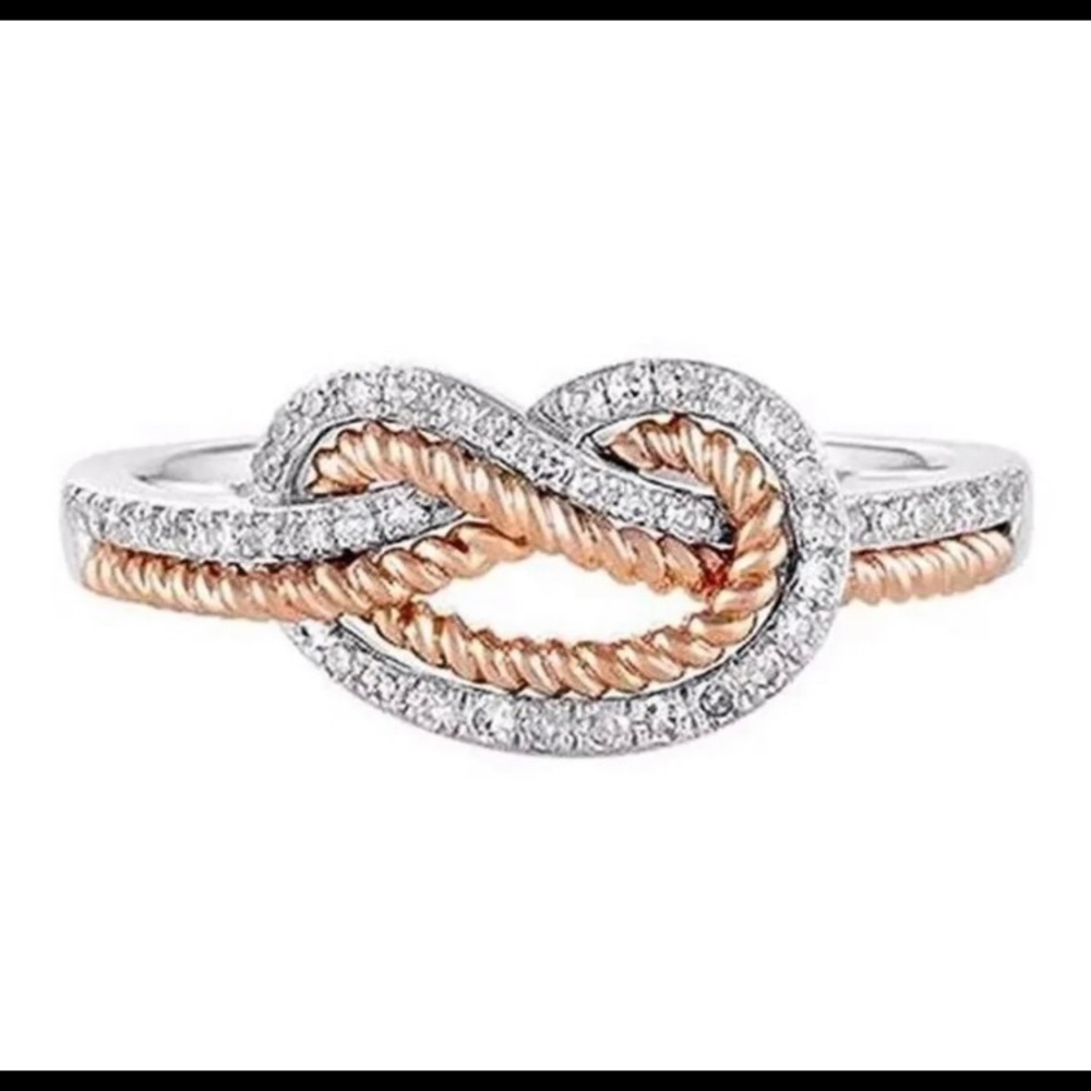 Sterling silver two tone love knot ring